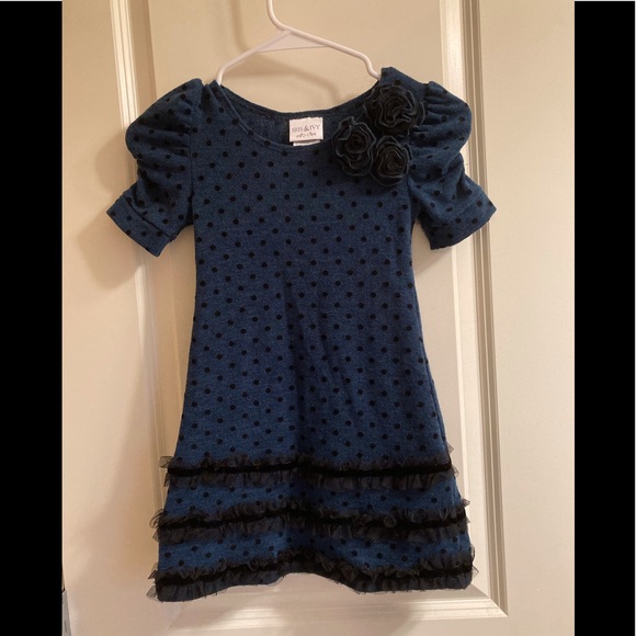 Iris & Ivy Girls Green Polka Dot Dress - size 6 - Picture 1 of 5